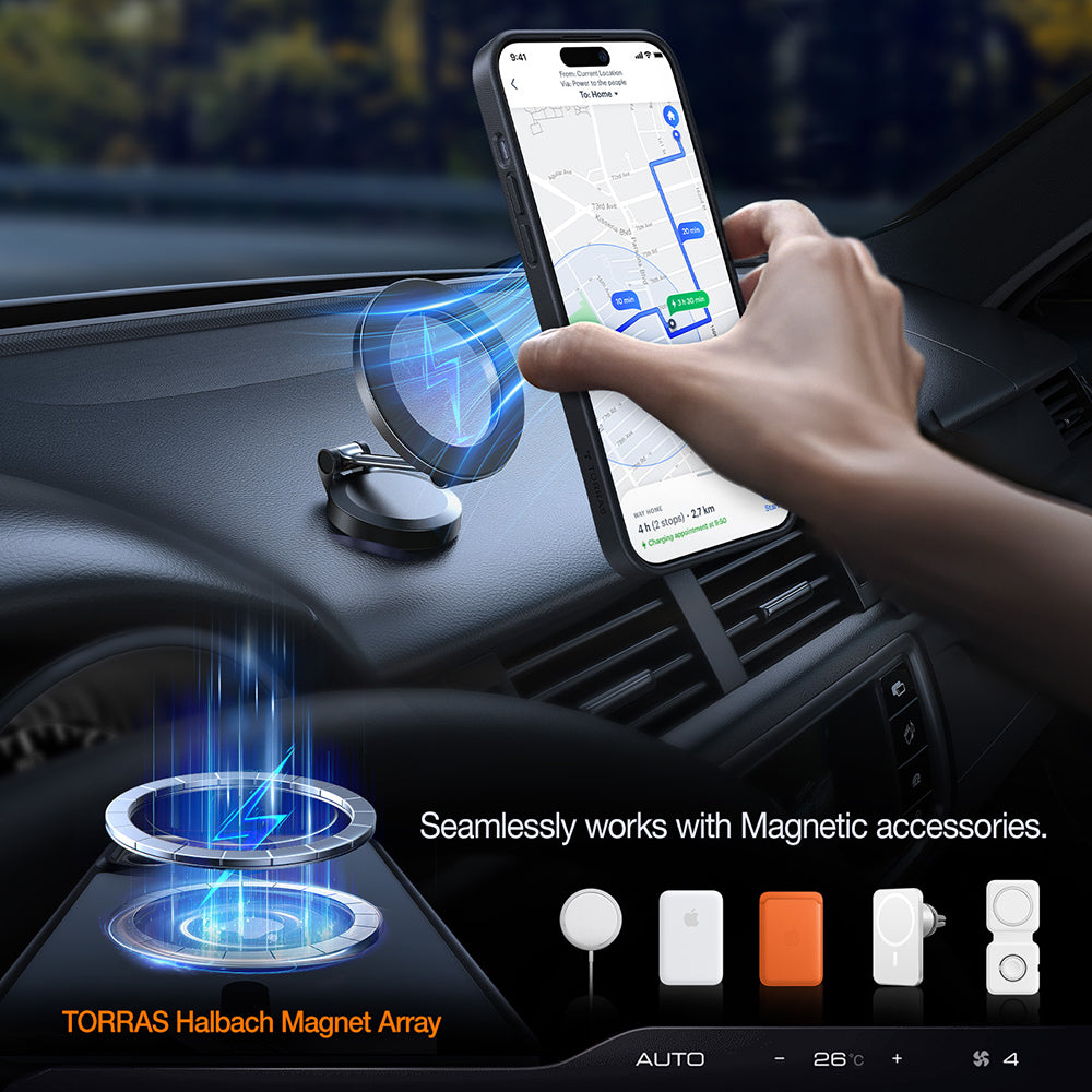 Ovitek MagSafe za Apple iPhone 15 Plus, Torras, Pstand, Črna