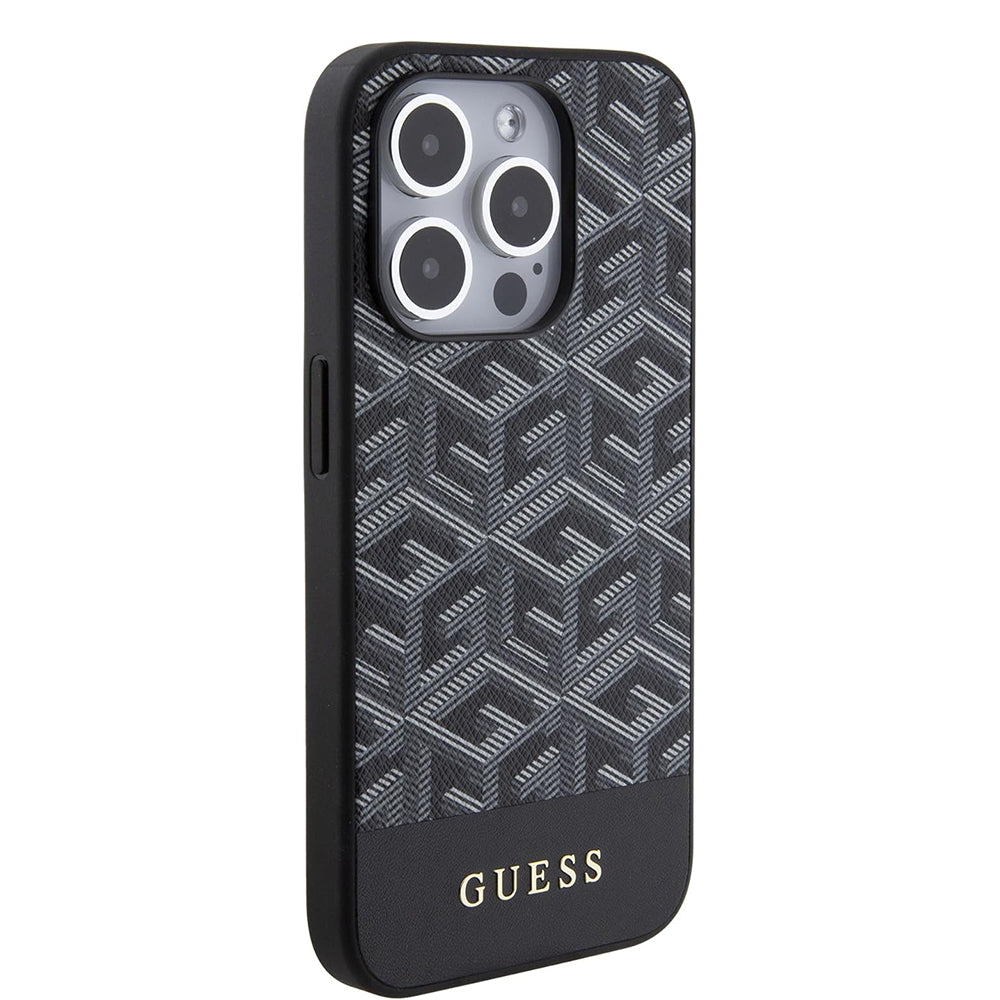 MagSafe Case for Apple iPhone 15 Pro, Guess, GCube Stripes, Black