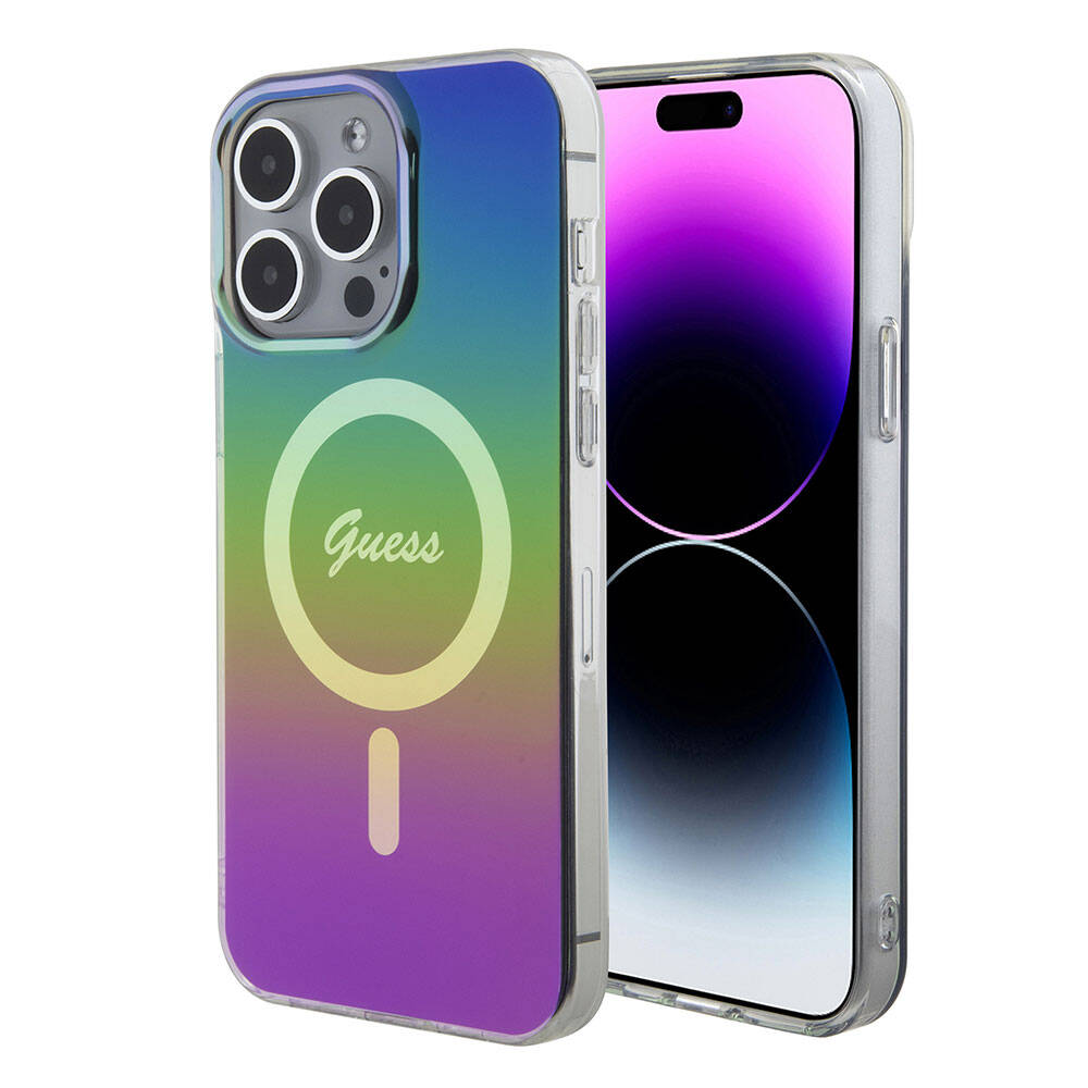 Ovitek MagSafe za Apple iPhone 15 Pro, Guess, IML Iridescent, Večbarven