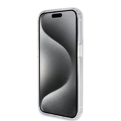 Ovitek MagSafe za Apple iPhone 15 Pro, Guess, IML Ring Stand Glitter, Prozoren