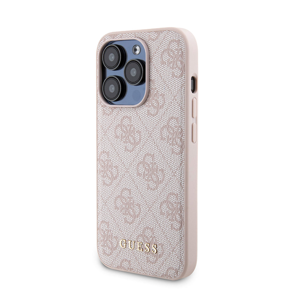 Ovitek MagSafe za Apple iPhone 15 Pro, Guess, Powerbank 4G Metal Logo, Roza