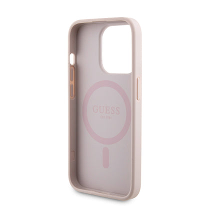 Ovitek MagSafe za Apple iPhone 15 Pro, Guess, Powerbank 4G Metal Logo, Roza