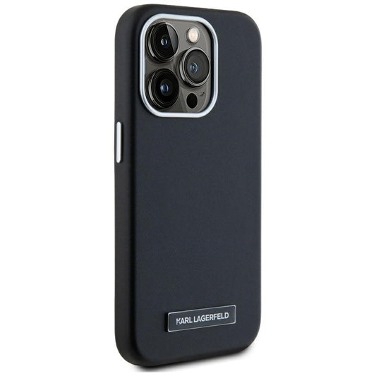 Ovitek MagSafe za Apple iPhone 15 Pro, Karl Lagerfeld, FW Metal Plate, Črn