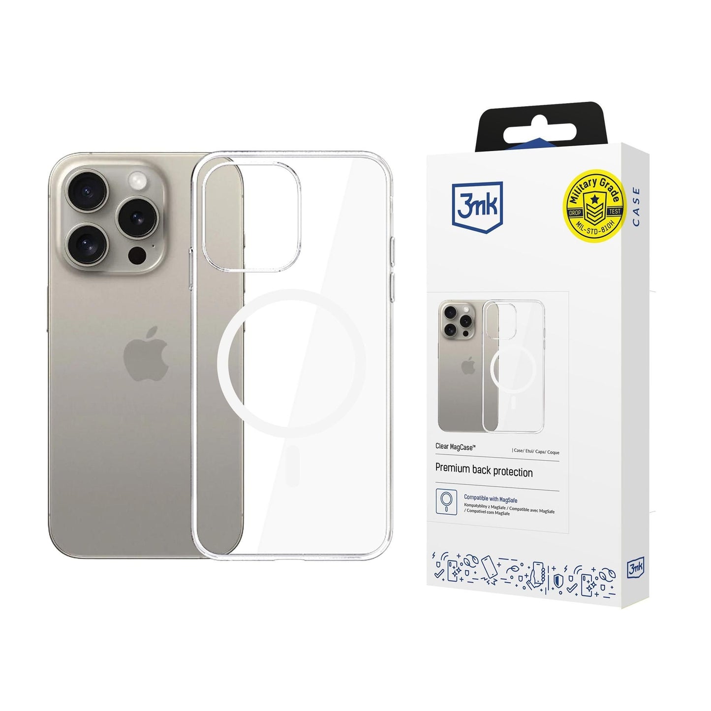 MagSafe ovitek za Apple iPhone 15 Pro Max, 3MK, Clear MagCase, Prozoren