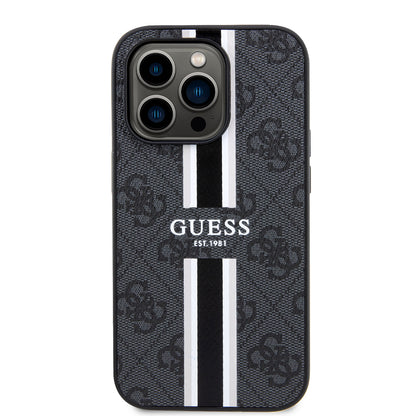 Ovitek MagSafe za Apple iPhone 15 Pro Max, Guess, 4G Printed Stripes, črn