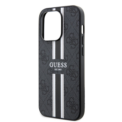 Ovitek MagSafe za Apple iPhone 15 Pro Max, Guess, 4G Printed Stripes, črn