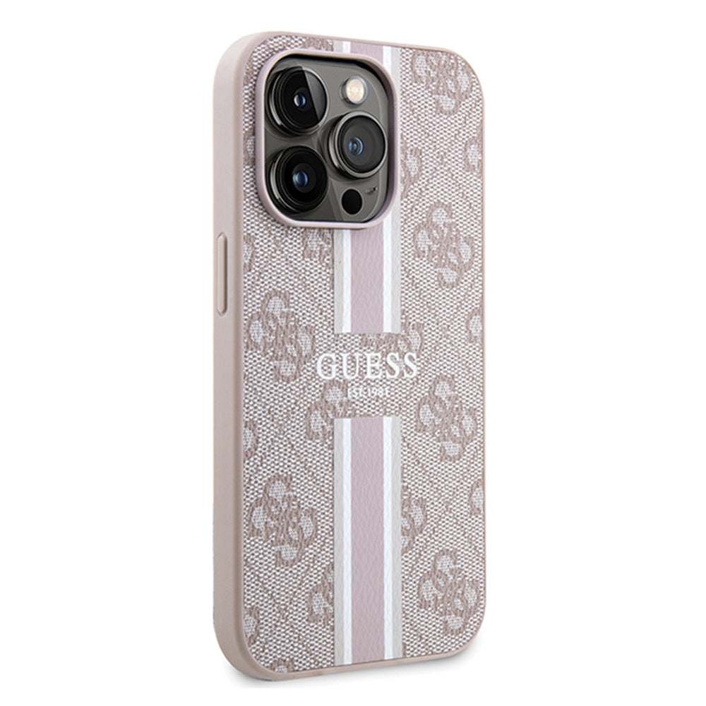 Ovitek MagSafe za Apple iPhone 15 Pro Max, Guess, 4G Printed Stripes, Roza