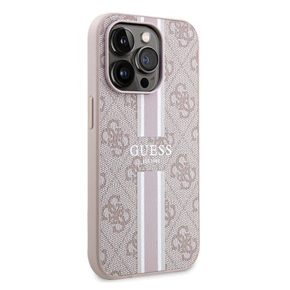 Ovitek MagSafe za Apple iPhone 15 Pro Max, Guess, 4G Printed Stripes, Roza