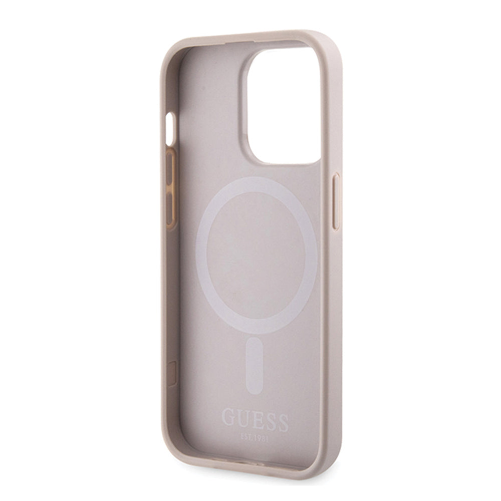 Ovitek MagSafe za Apple iPhone 15 Pro Max, Guess, 4G Printed Stripes, Roza