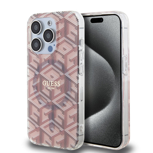 Ovitek MagSafe za Apple iPhone 15 Pro Max, Guess, IML Gcube, Roza