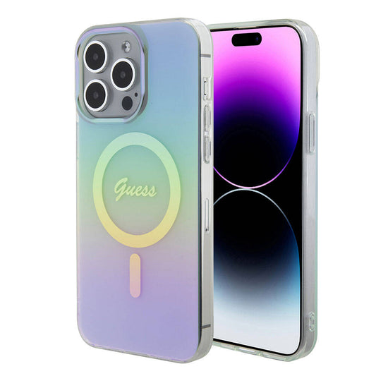 Ovitek MagSafe za Apple iPhone 15 Pro Max, Guess, IML Iridescent, Turkizna