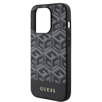 MagSafe Case for Apple iPhone 15 Pro Max, Guess, PU G Cube, Black GUHMP15XHGCFSEK