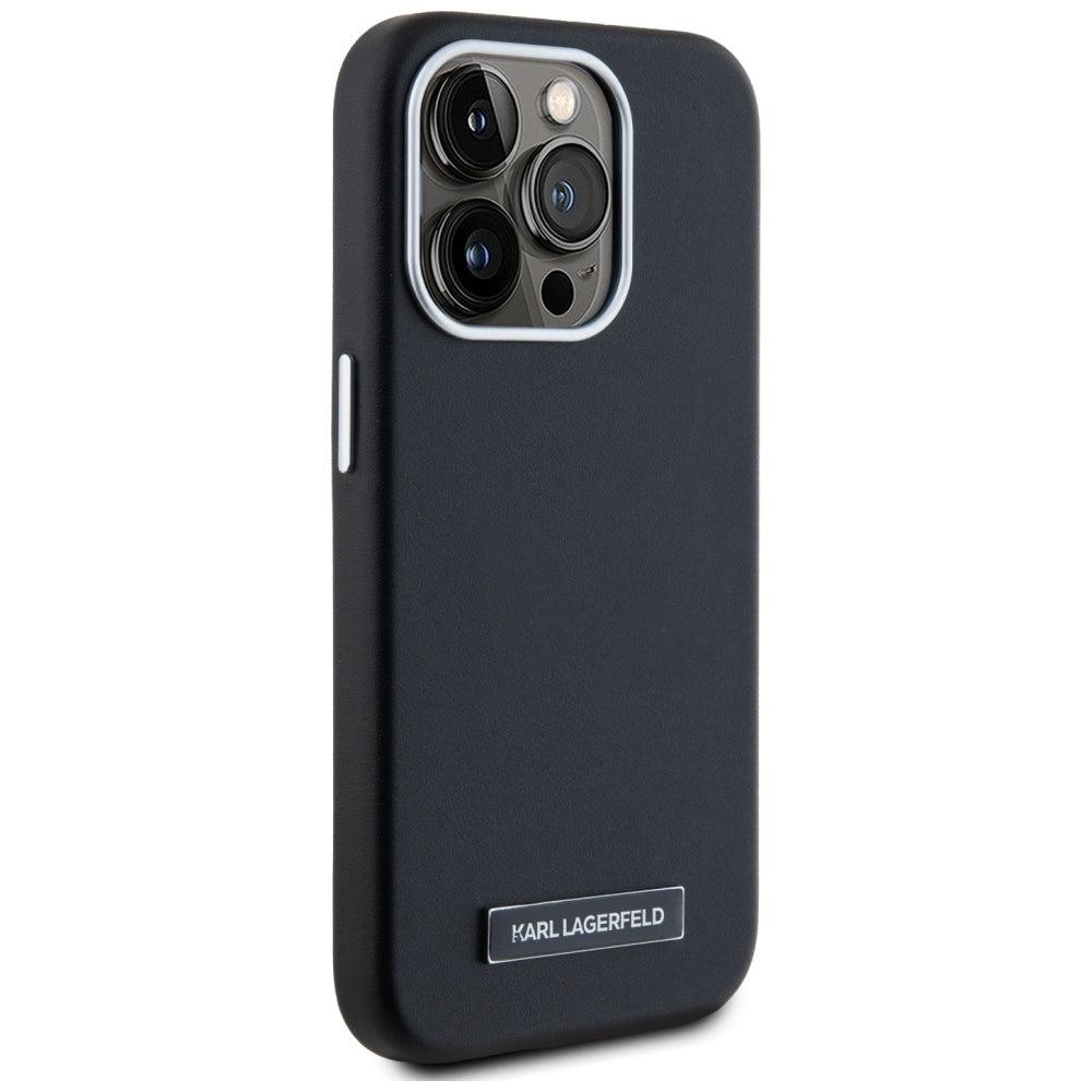 Ovitek MagSafe za Apple iPhone 15 Pro Max, Karl Lagerfeld, FW Metal Plate, Črn