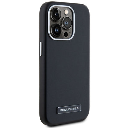 Ovitek MagSafe za Apple iPhone 15 Pro Max, Karl Lagerfeld, FW Metal Plate, Črn