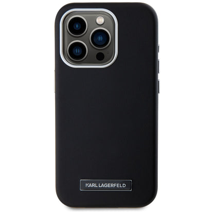 Ovitek MagSafe za Apple iPhone 15 Pro Max, Karl Lagerfeld, FW Metal Plate, Črn