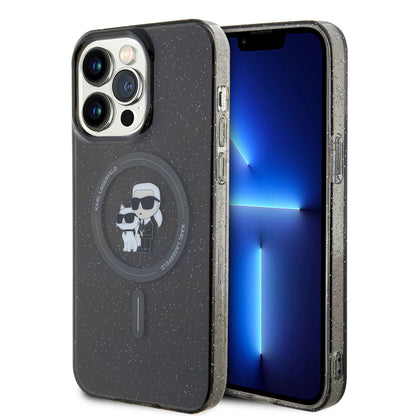 Ovitek MagSafe za Apple iPhone 15 Pro Max, Karl Lagerfeld, Glitter, Črna