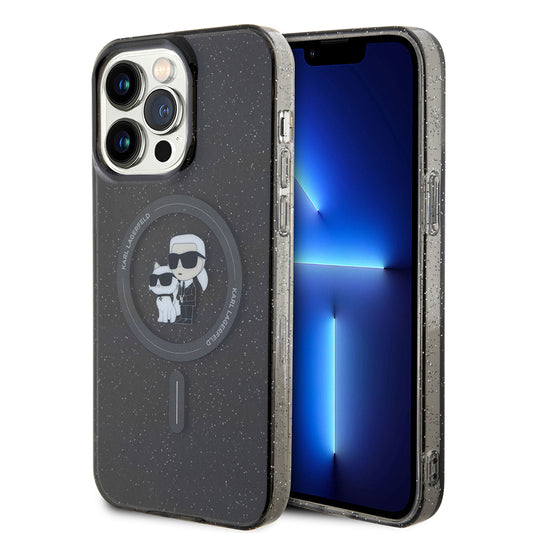 Ovitek MagSafe za Apple iPhone 15 Pro Max, Karl Lagerfeld, Glitter, Črna