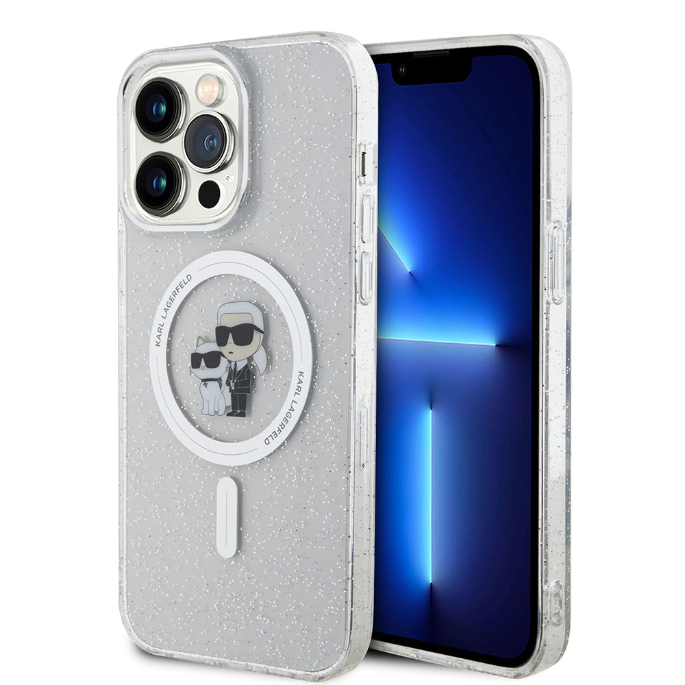 MagSafe Case for Apple iPhone 15 Pro Max, Karl Lagerfeld, Glitter, Transparent