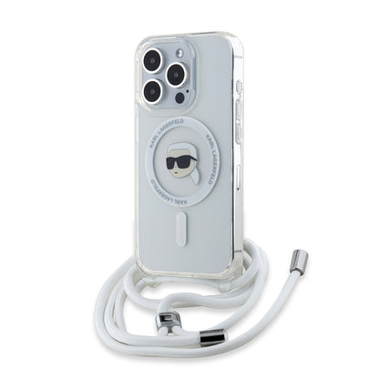 Ovitek MagSafe za Apple iPhone 15 Pro Max, Karl Lagerfeld, IML Crossbody Karl's Head, Prozoren