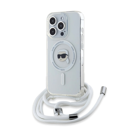 Ovitek MagSafe za Apple iPhone 15 Pro Max, Karl Lagerfeld, IML Crossbody Karl's Head, Prozoren