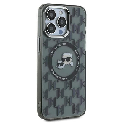 MagSafe Case for Apple iPhone 15 Pro Max, Karl Lagerfeld, IML Monogram Karl & Choupette's Heads, Black