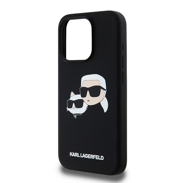 Ovitek MagSafe za Apple iPhone 15 Pro Max, Karl Lagerfeld, silikon Karl & Choupette, črn