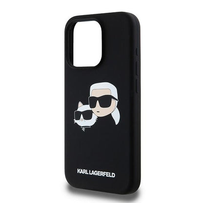 Ovitek MagSafe za Apple iPhone 15 Pro Max, Karl Lagerfeld, silikon Karl & Choupette, črn