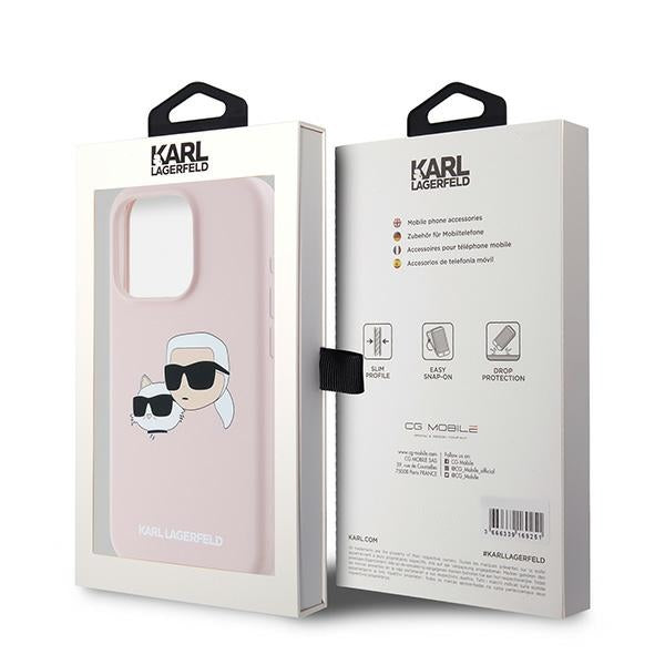 MagSafe Case for Apple iPhone 15 Pro Max, Karl Lagerfeld, Karl & Choupette Silicone, Pink
