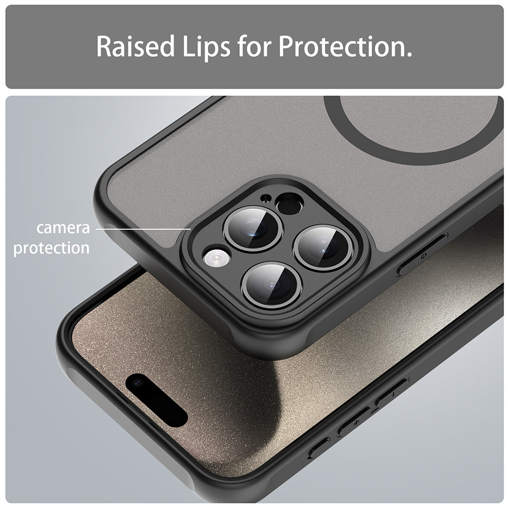 MagSafe Case for Apple iPhone 15 Pro Max, Techsuit, HaloFrost II, Black