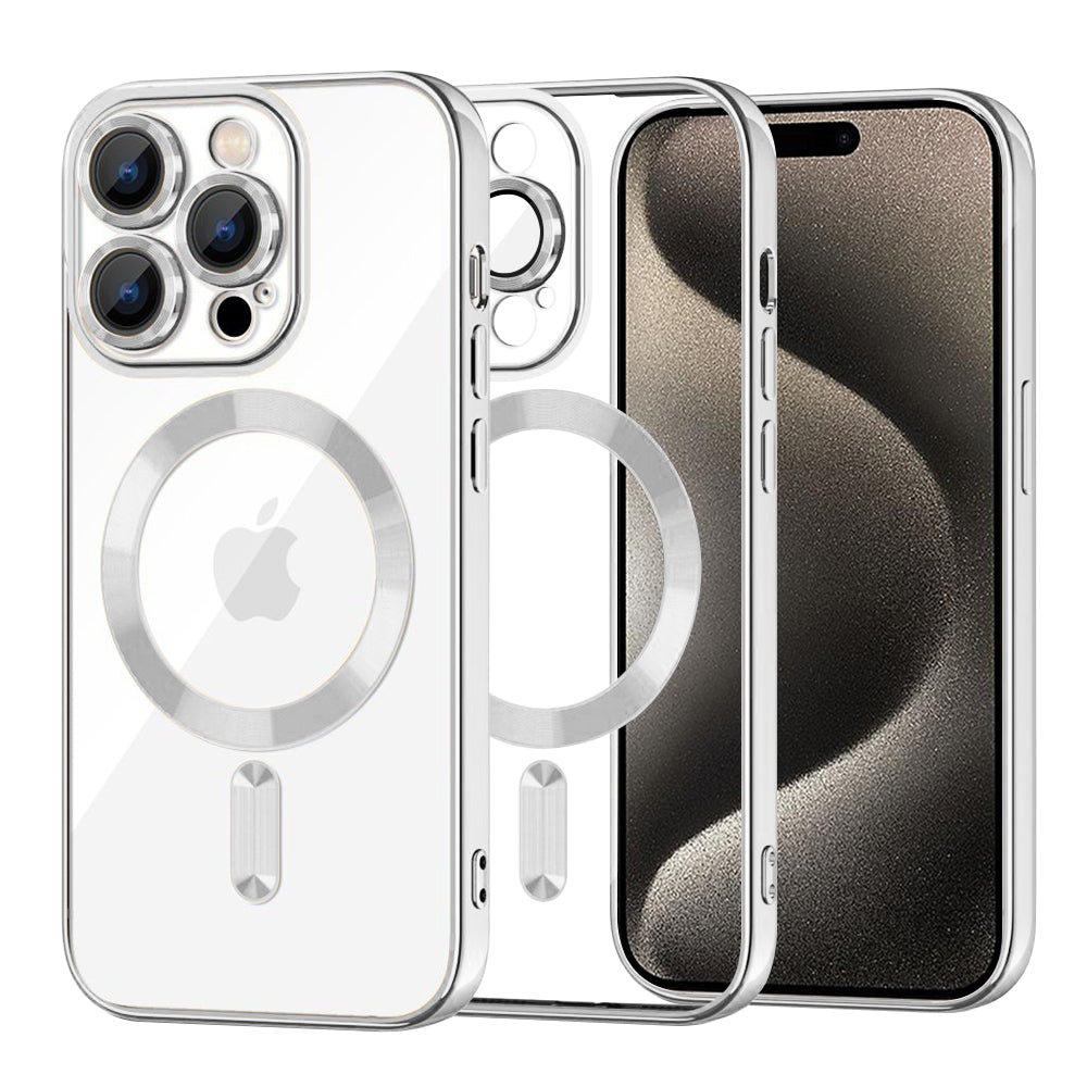Ovitek MagSafe za Apple iPhone 15 Pro Max, Techsuit, Luxury Crystal, Srebrn