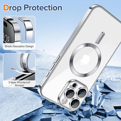 Ovitek MagSafe za Apple iPhone 15 Pro Max, Techsuit, Luxury Crystal, Srebrn