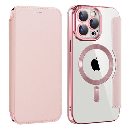 Ovitek MagSafe za Apple iPhone 15 Pro Max, Techsuit, SmartMag Book, roza