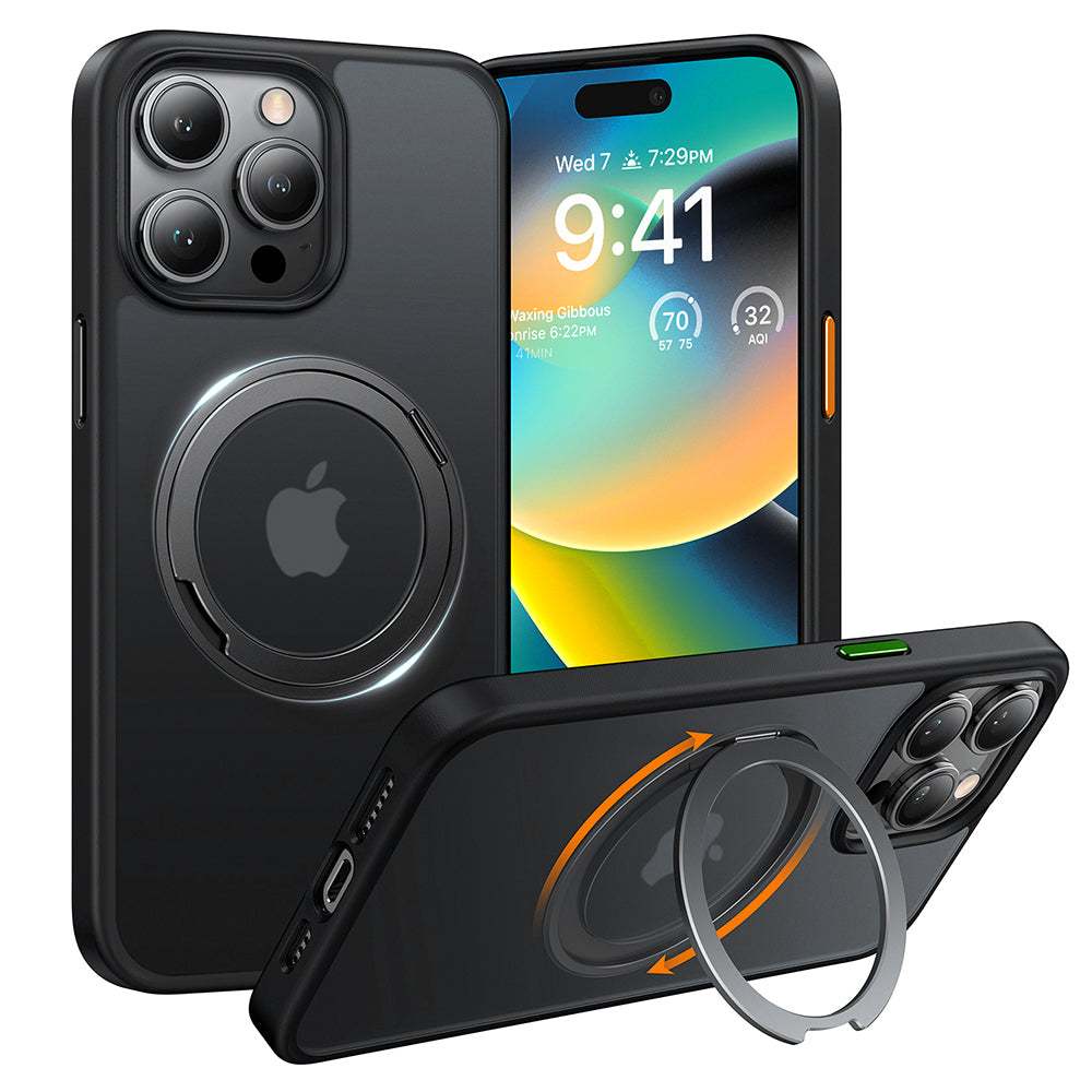 Ovitek MagSafe za Apple iPhone 15 Pro Max, Torras, Ostand Pro, Črn