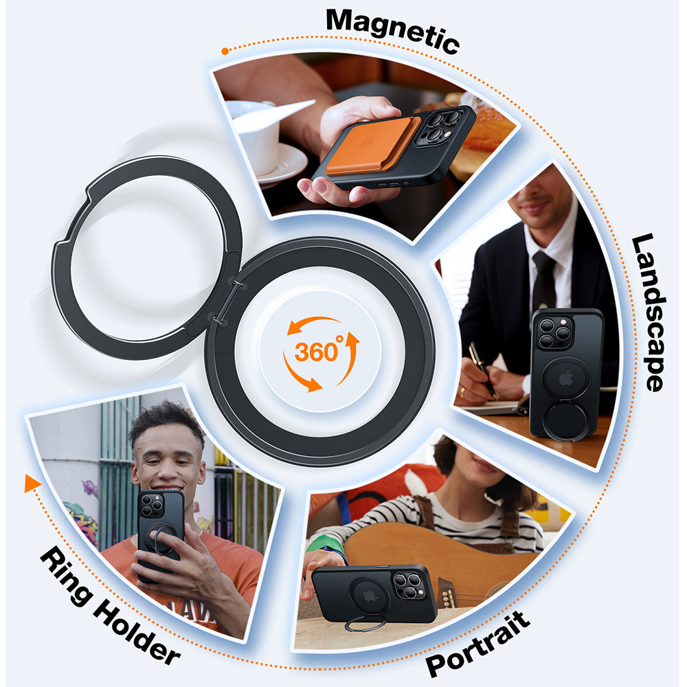 Ovitek MagSafe za Apple iPhone 15 Pro Max, Torras, Ostand Pro, Črn