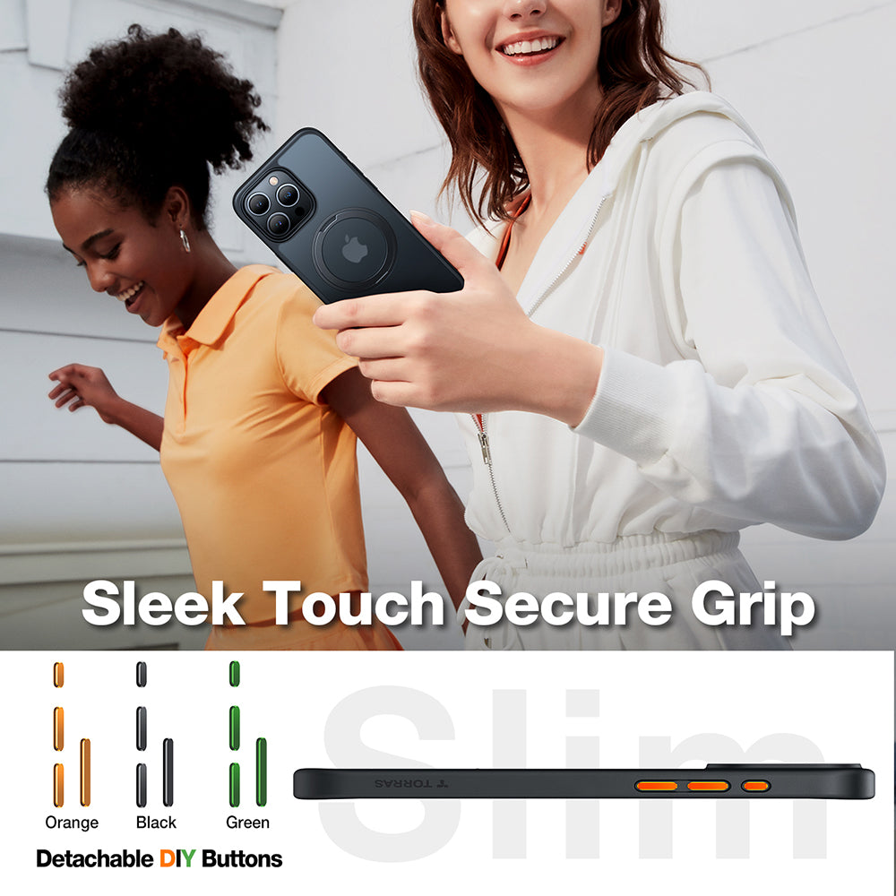 Ovitek MagSafe za Apple iPhone 15 Pro Max, Torras, Ostand Pro, Črn