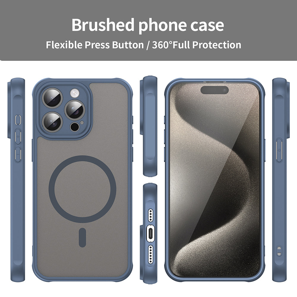 MagSafe Case for Apple iPhone 15 Pro, Techsuit, HaloFrost II, Navy Blue