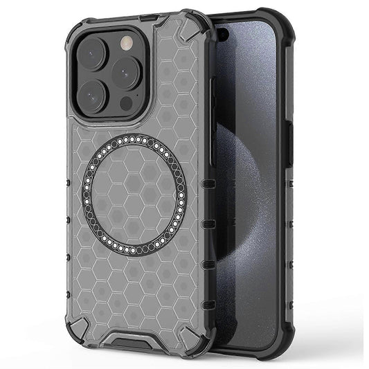 MagSafe ovitek za Apple iPhone 15 Pro, Techsuit, HoneyComb Shield, Črn