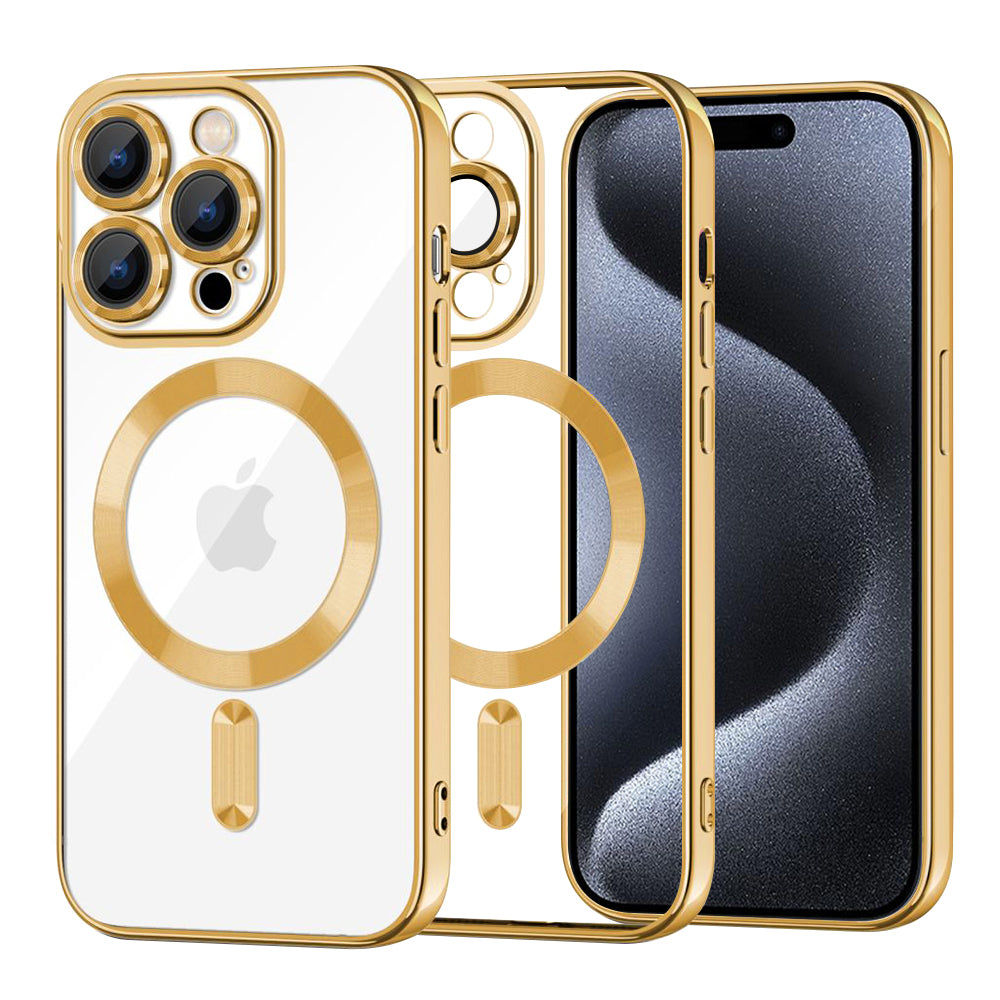 Ovitek MagSafe za Apple iPhone 15 Pro, Techsuit, Luxury Crystal, Zlata