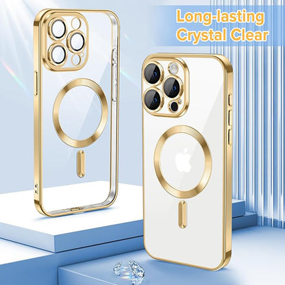 Ovitek MagSafe za Apple iPhone 15 Pro, Techsuit, Luxury Crystal, Zlata