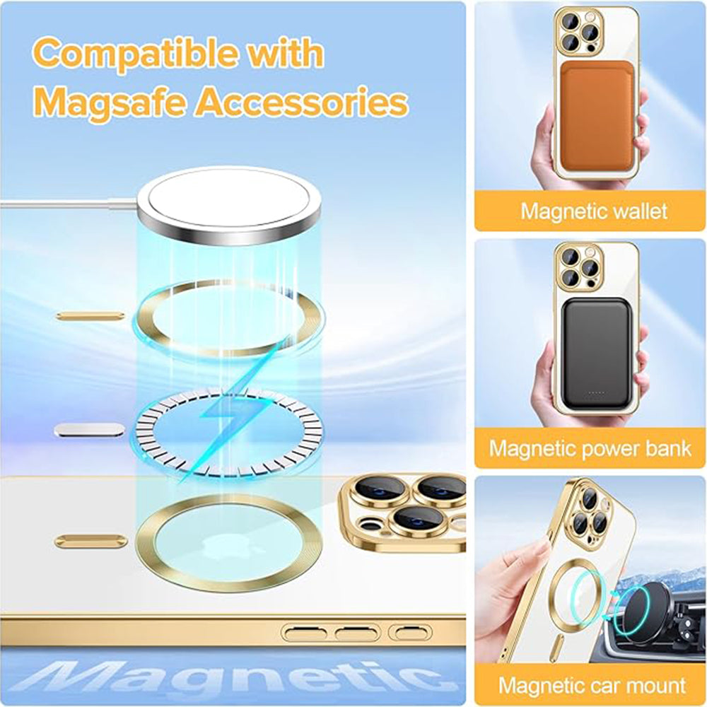 Ovitek MagSafe za Apple iPhone 15 Pro, Techsuit, Luxury Crystal, Zlata