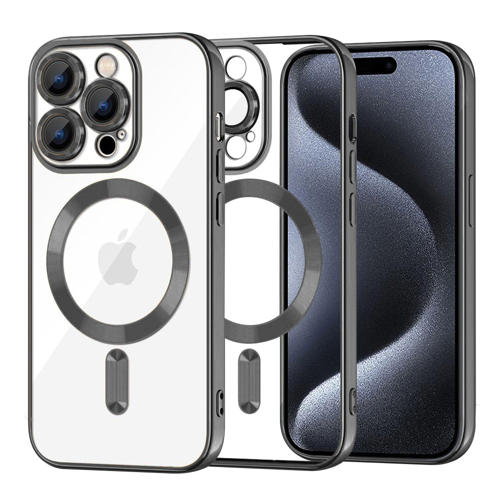 Ovitek MagSafe za Apple iPhone 15 Pro, Techsuit, Luxury Crystal, Črn