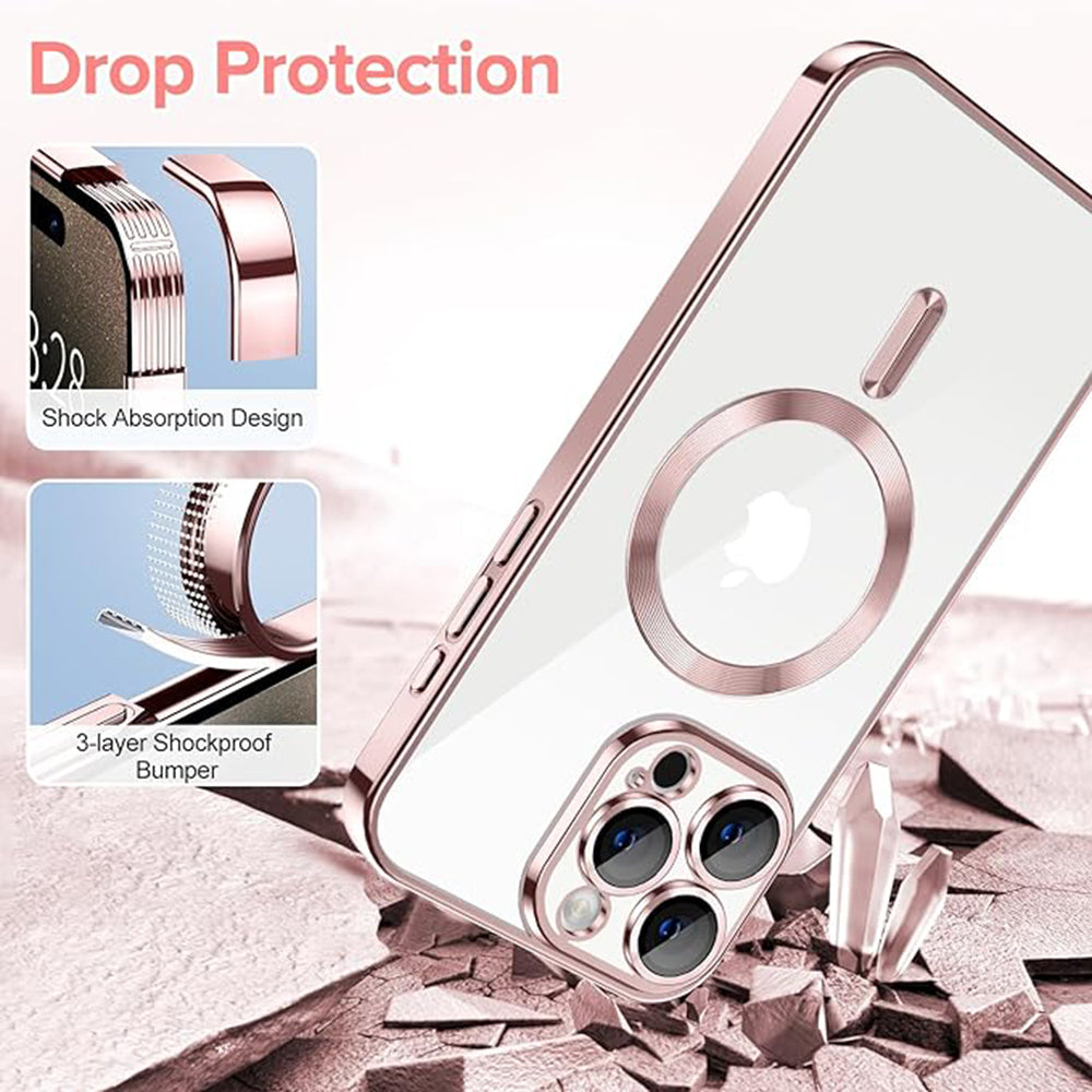 MagSafe ovitek za Apple iPhone 15 Pro, Techsuit, Luxury Crystal, Roza