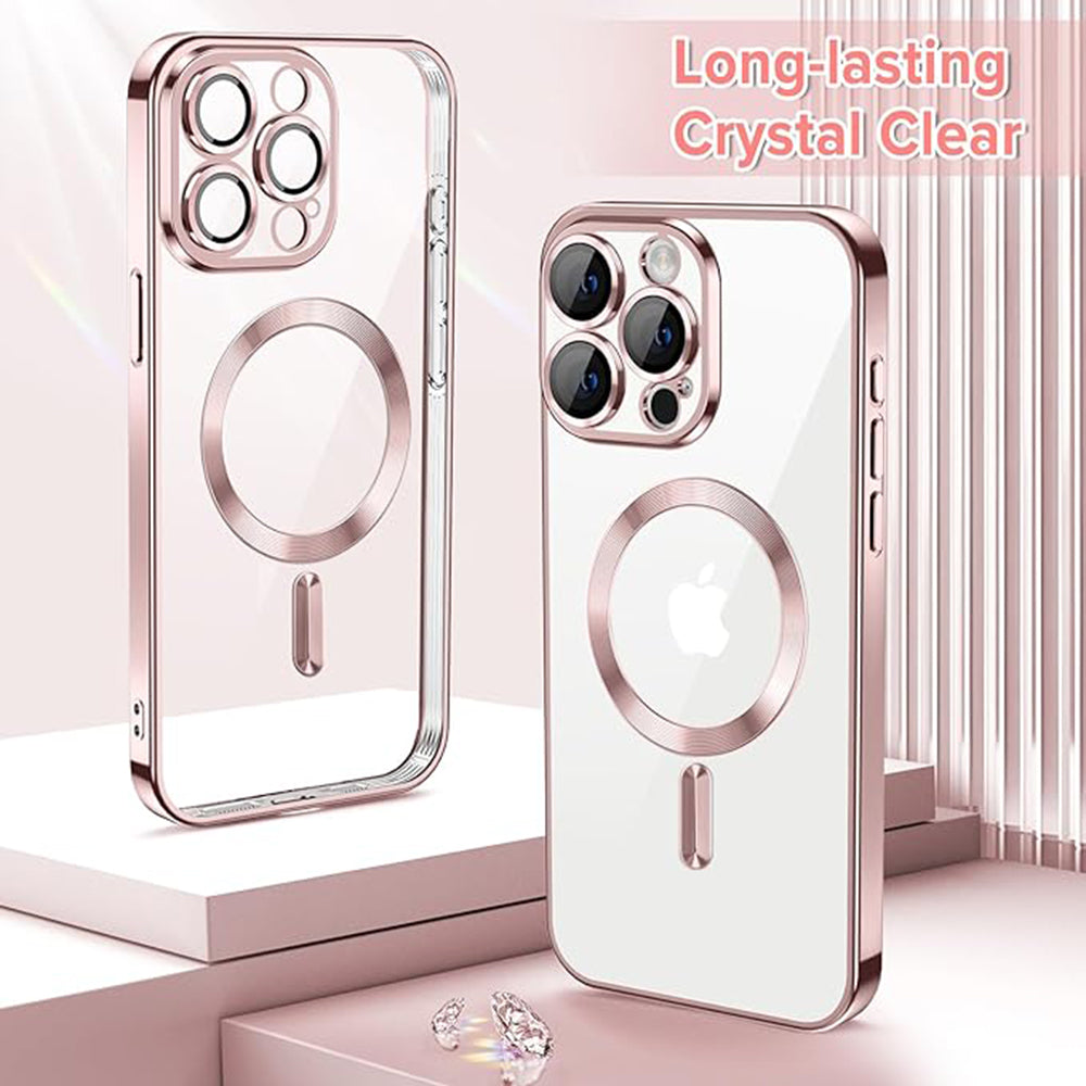MagSafe ovitek za Apple iPhone 15 Pro, Techsuit, Luxury Crystal, Roza