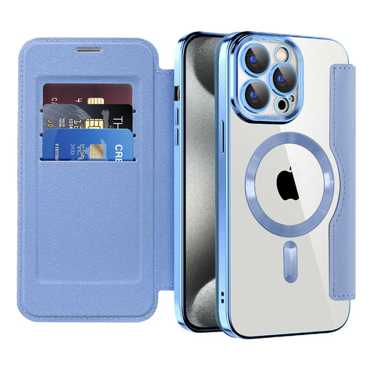 MagSafe ovitek za Apple iPhone 15 Pro, Techsuit, SmartMag Book, modra