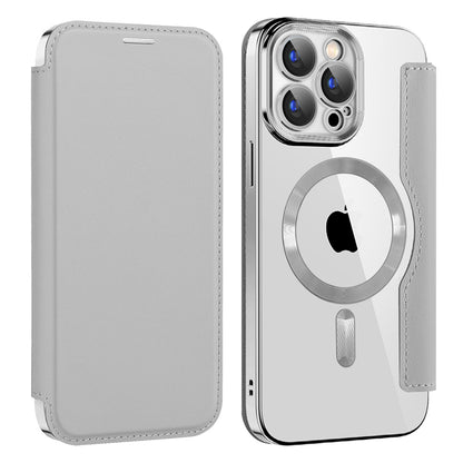 Ovitek MagSafe za Apple iPhone 15 Pro, Techsuit, SmartMag Book, Siva