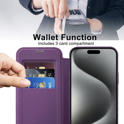 MagSafe Case for Apple iPhone 15 Pro, Techsuit, SmartMag Book, Purple