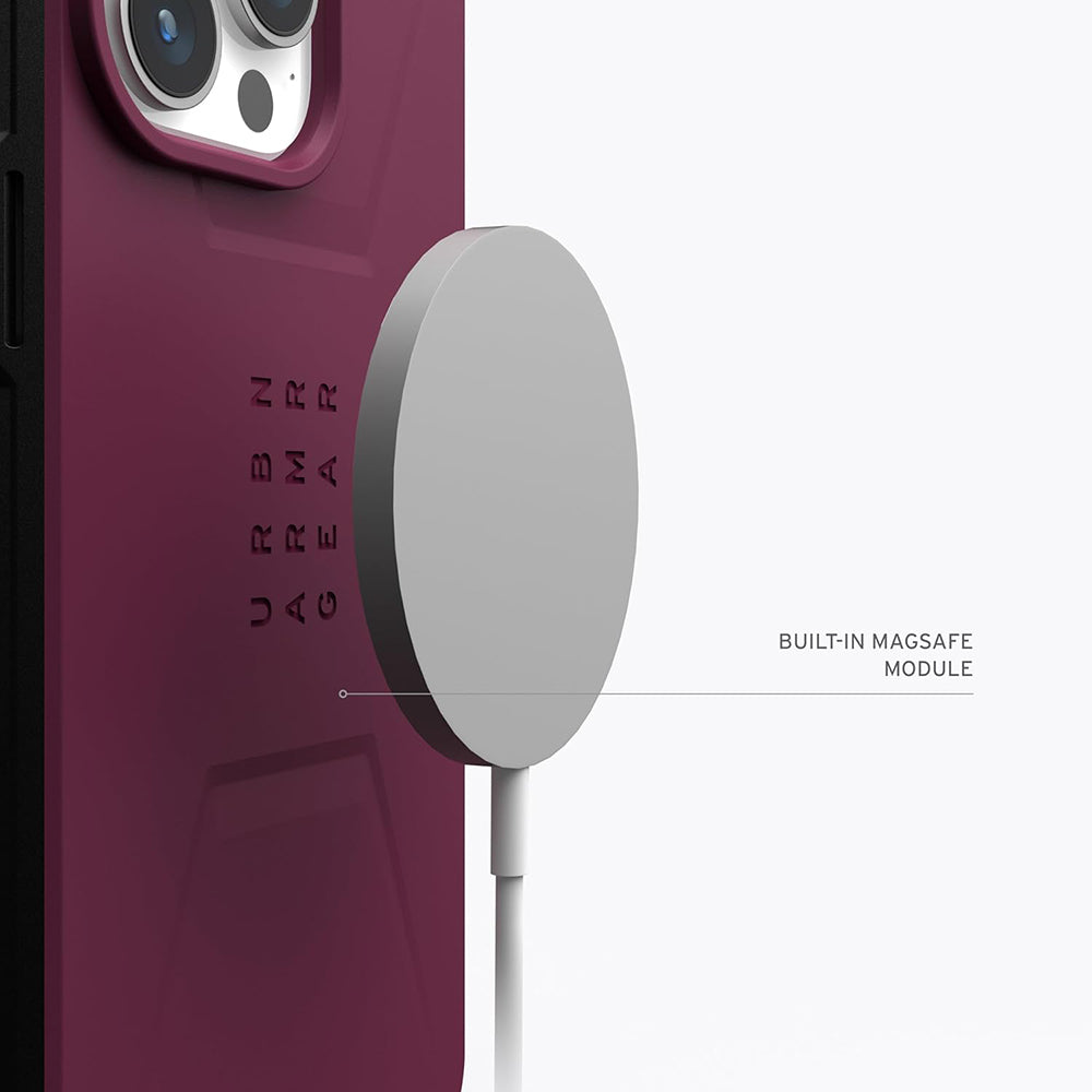 Ovitek MagSafe za Apple iPhone 15 Pro, Urban Armor Gear, Civilian, Vijolično rdeča