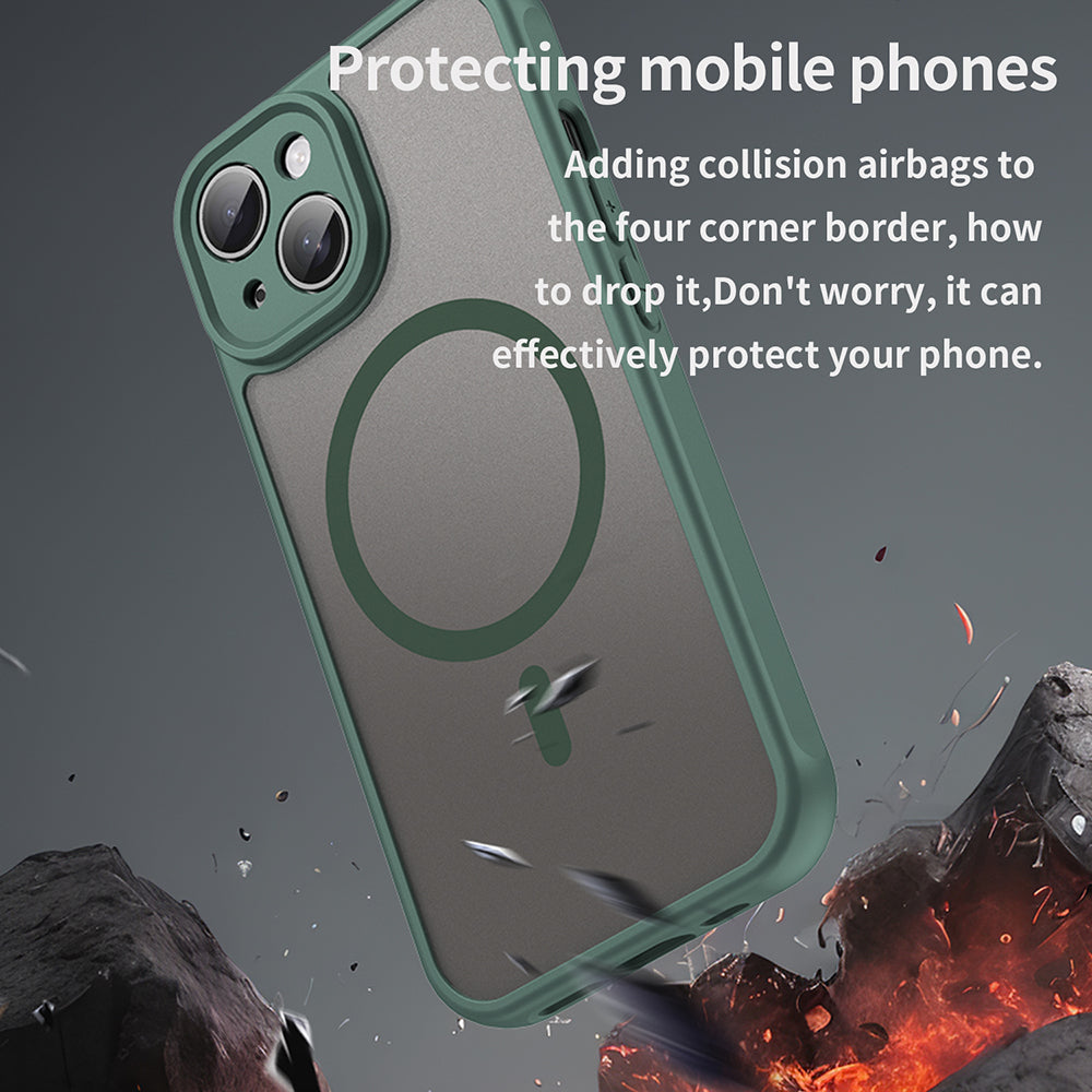Ovitek MagSafe za Apple iPhone 15, Techsuit, HaloFrost II, Zelen