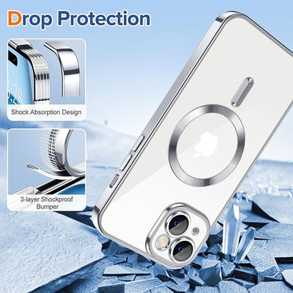 Ovitek MagSafe za Apple iPhone 15, Techsuit, Luxury Crystal, Srebrn