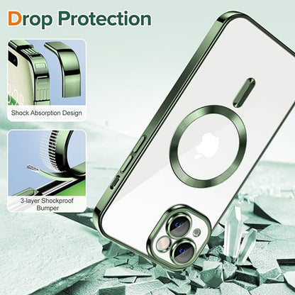 Ovitek MagSafe za Apple iPhone 15, Techsuit, Luxury Crystal, Temno zelen